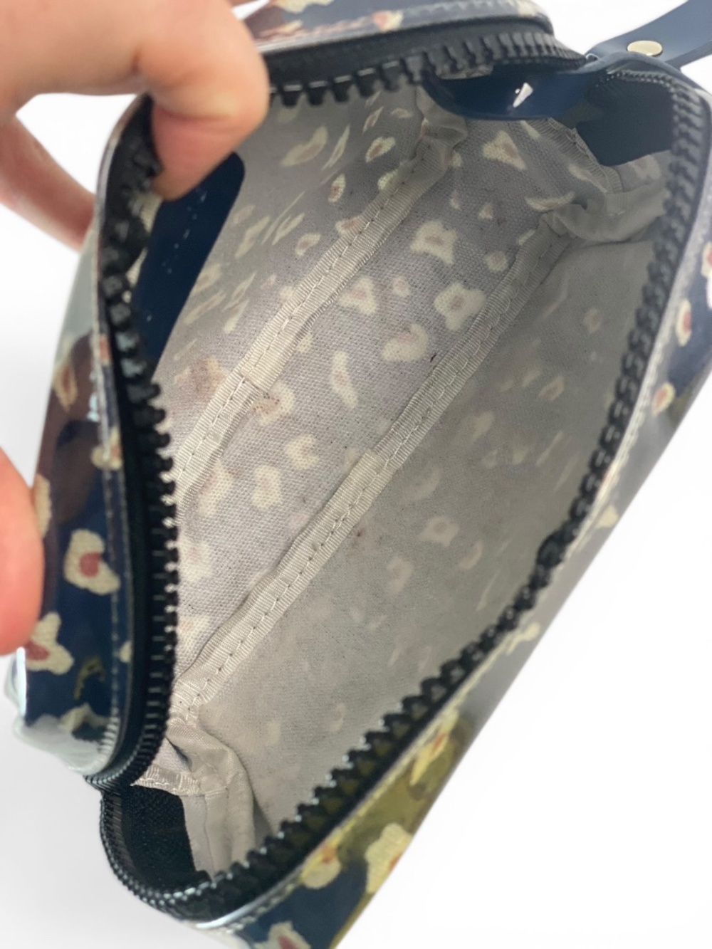 See by Chloe Cosmetic Pouch Clutch Bag Navy Blue Abstract Leopard Print PVC - Picture 7 of 10